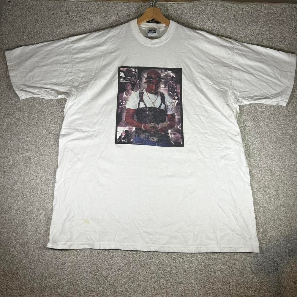 Y2K TUPAC SHAKUR big graphic oversized white rap tee t-shirt Size 3xl tall
